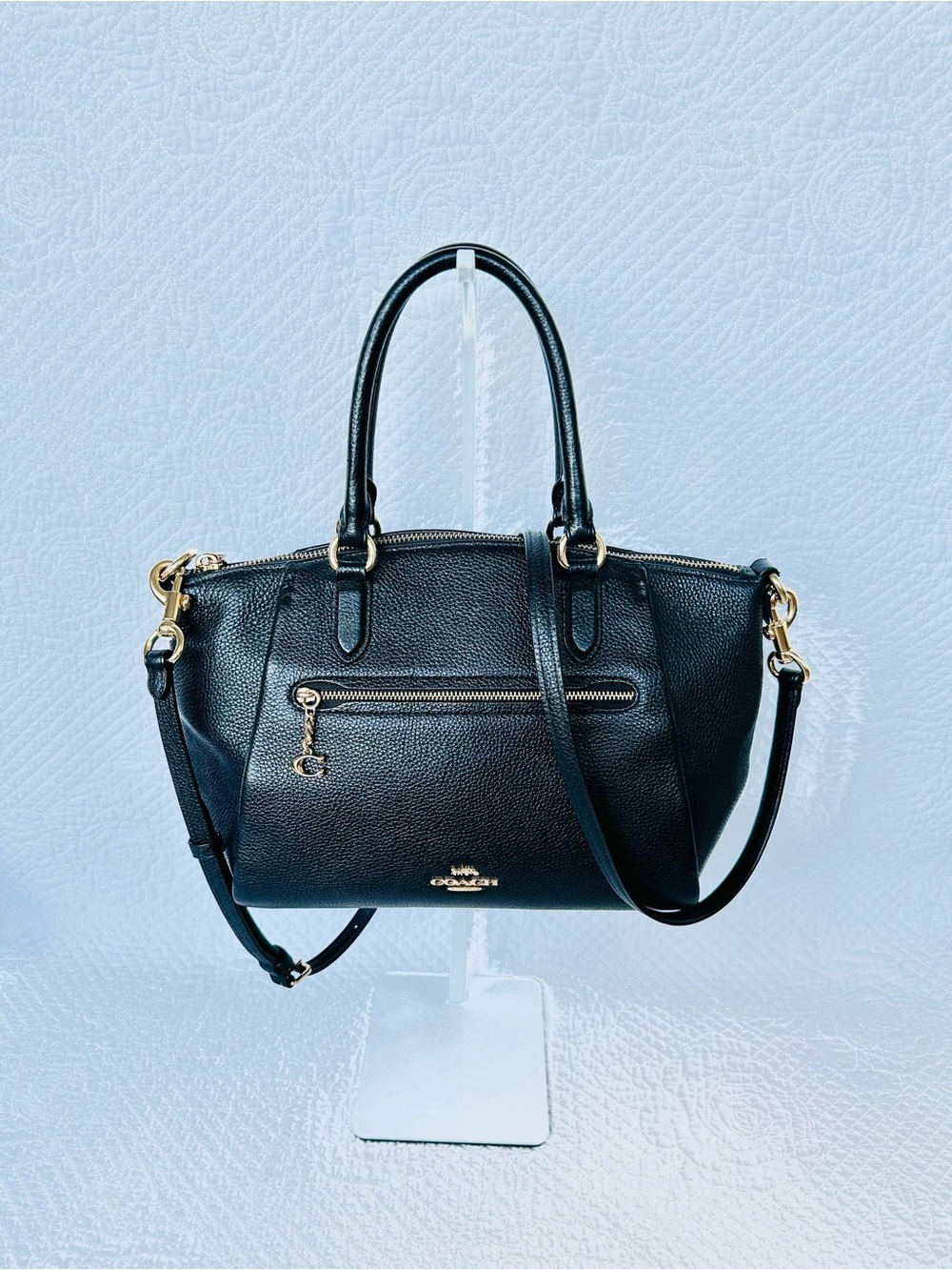 Coach Black Pebbled Leather Satchel with Gold Hardware